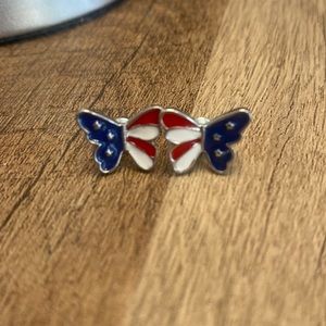 American flag butterfly earings